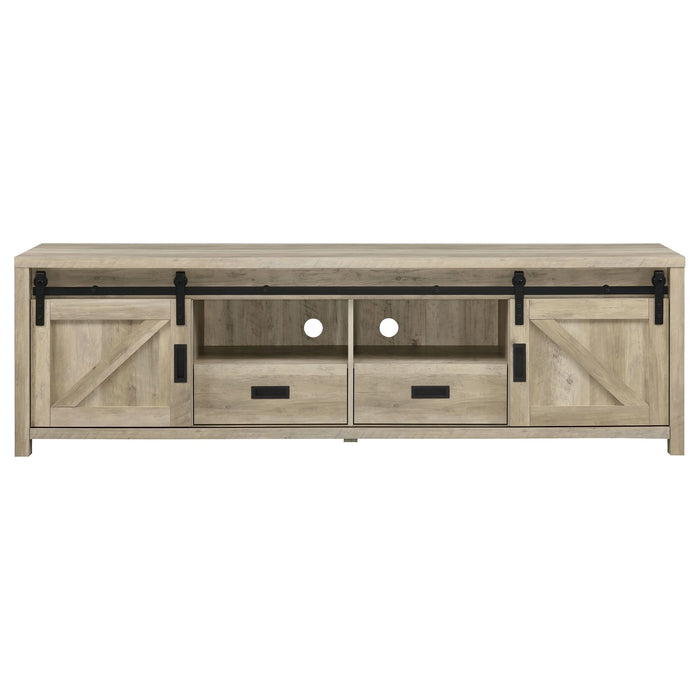 Madra 2-door Engineered Wood 79" TV Stand Distressed Pine