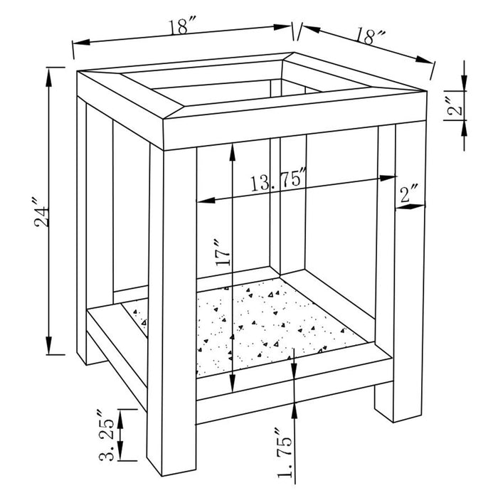 Valentina 1-shelf Square Glass Top Side End Table Silver