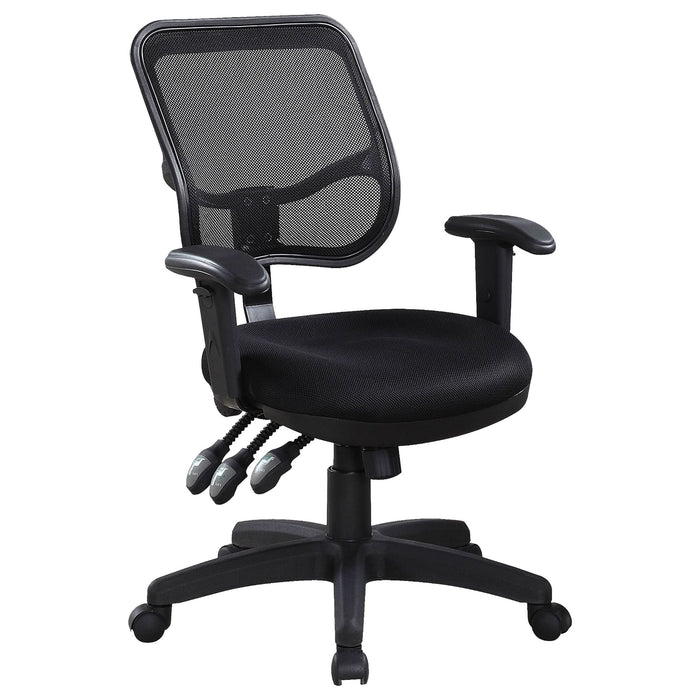 Rollo Upholstered Adjustable Ergonomic Office Chair Black - Walo Furniture 