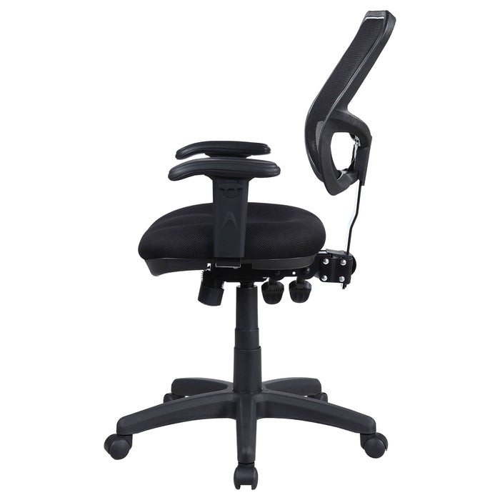 Rollo Upholstered Adjustable Ergonomic Office Chair Black - Walo Furniture 