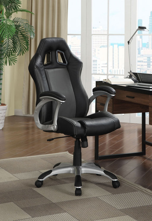 Roger Upholstered Adjustable Home Office Desk Chair Black - Walo Furniture 