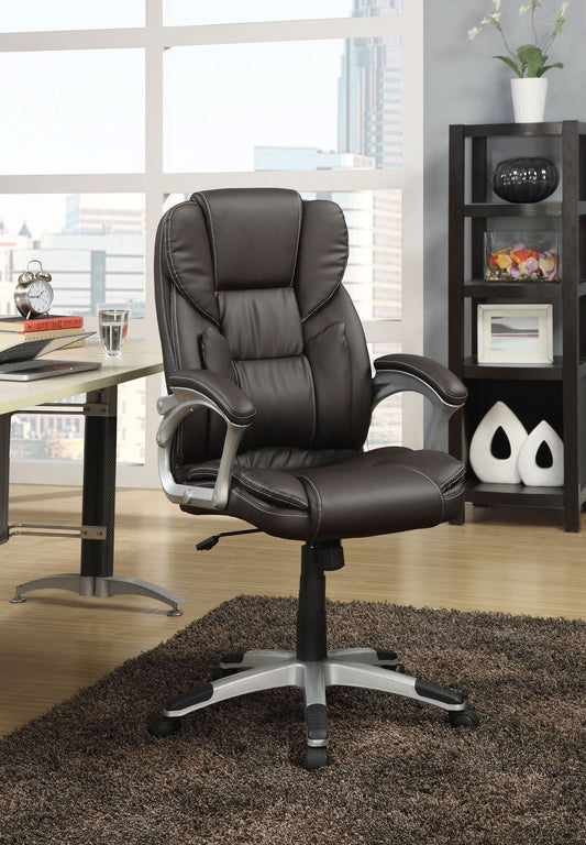 Kaffir Upholstered Adjustable Office Desk Chair Dark Brown - Walo Furniture 