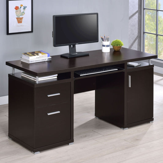 Tracy 55-inch 2-drawer Office Computer Desk Cappuccino - Walo Furniture 