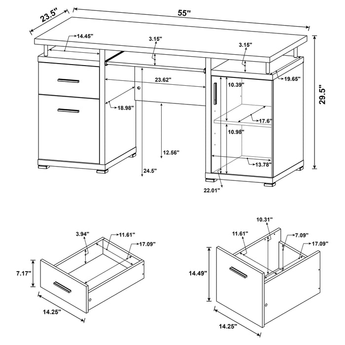 Tracy 55-inch 2-drawer Office Computer Desk White - Walo Furniture 