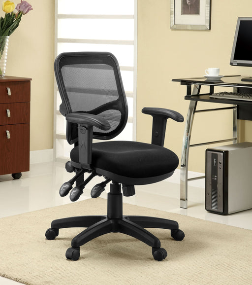 Rollo Upholstered Adjustable Ergonomic Office Chair Black - Walo Furniture 