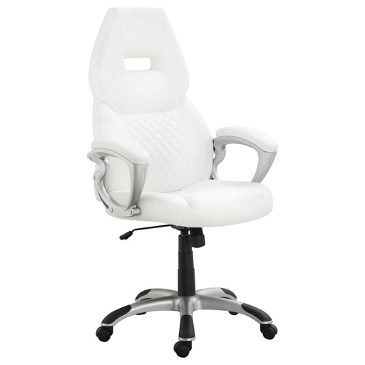 Bruce Upholstered Adjustable Home Office Desk Chair White - Walo Furniture 