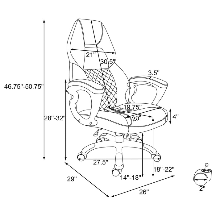 Bruce Upholstered Adjustable Home Office Desk Chair White - Walo Furniture 