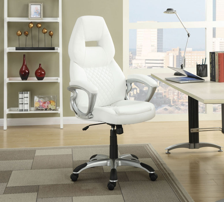 Bruce Upholstered Adjustable Home Office Desk Chair White - Walo Furniture 