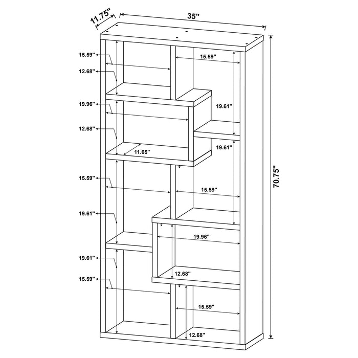 Theo 71-inch 7-shelf Bookshelf Cappuccino - Walo Furniture 