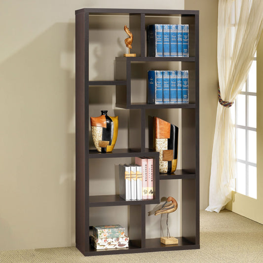 Theo 71-inch 7-shelf Bookshelf Cappuccino - Walo Furniture 