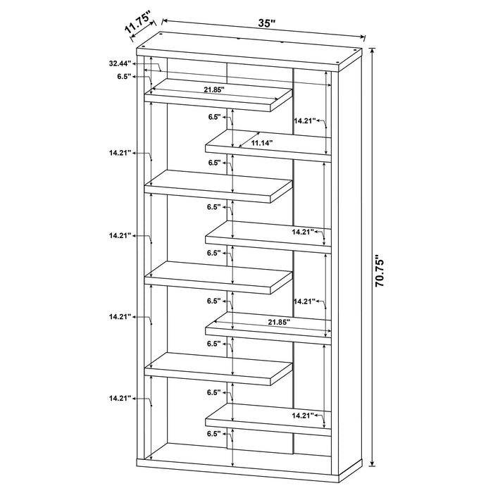 Altmark 71-inch 8-shelf Open Bookcase Cappuccino - Walo Furniture 