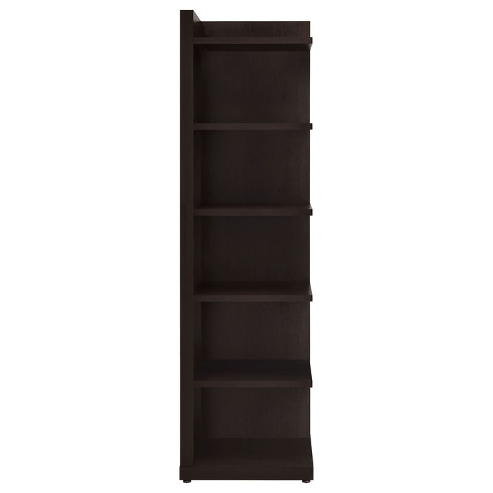 Alder 71-inch 6-shelf Corner Bookcase Cappuccino - Walo Furniture 