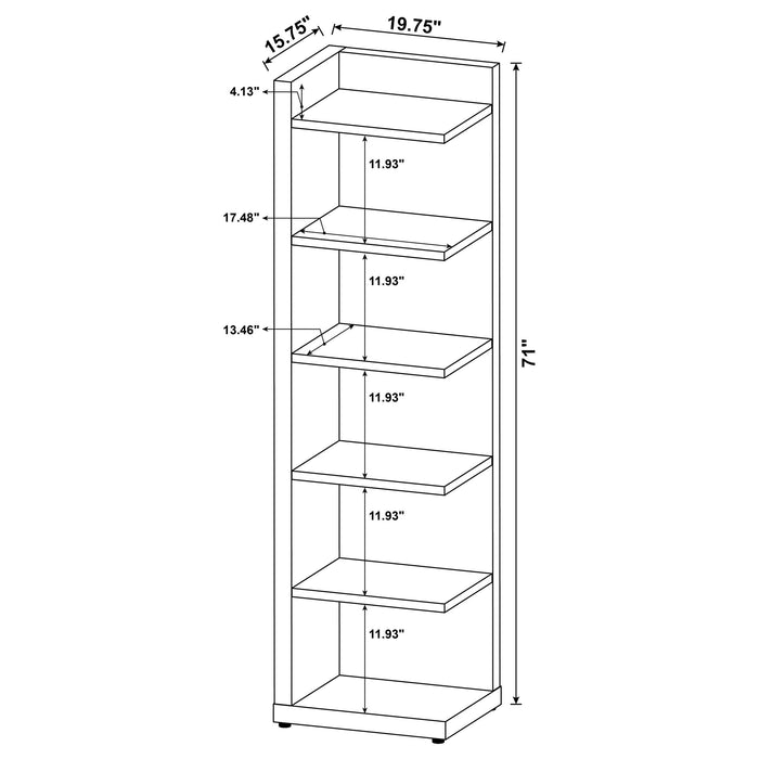 Alder 71-inch 6-shelf Corner Bookcase Cappuccino - Walo Furniture 