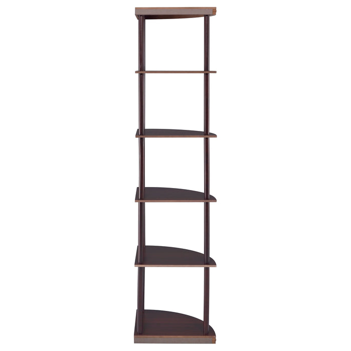 Bonwick 72-inch 5-shelf Corner Bookshelf Cappuccino - Walo Furniture 