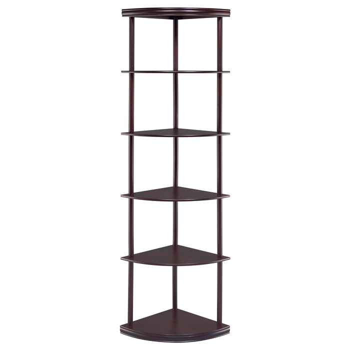 Bonwick 72-inch 5-shelf Corner Bookshelf Cappuccino - Walo Furniture 