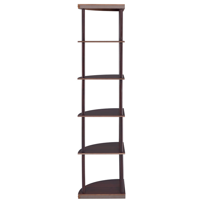 Bonwick 72-inch 5-shelf Corner Bookshelf Cappuccino - Walo Furniture 