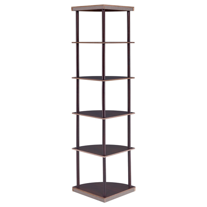 Bonwick 72-inch 5-shelf Corner Bookshelf Cappuccino - Walo Furniture 