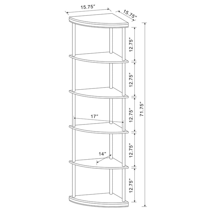 Bonwick 72-inch 5-shelf Corner Bookshelf Cappuccino - Walo Furniture 