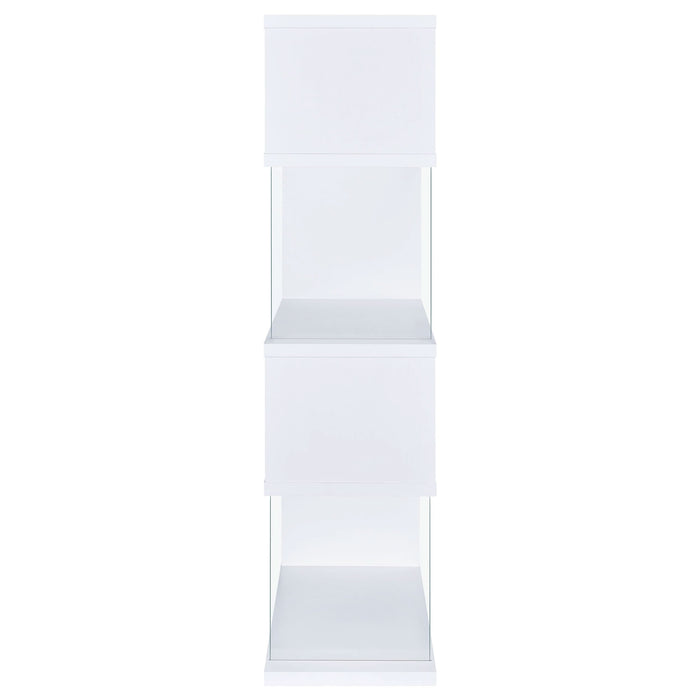 Emelle 63-inch 4-shelf Glass Panel Bookshelf White - Walo Furniture 