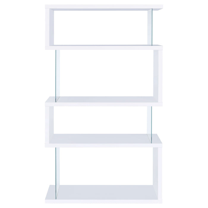 Emelle 63-inch 4-shelf Glass Panel Bookshelf White - Walo Furniture 