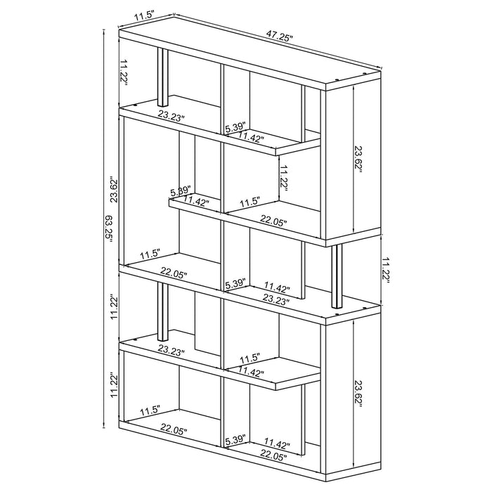 Hoover 63-inch 5-shelf Bookshelf White - Walo Furniture 