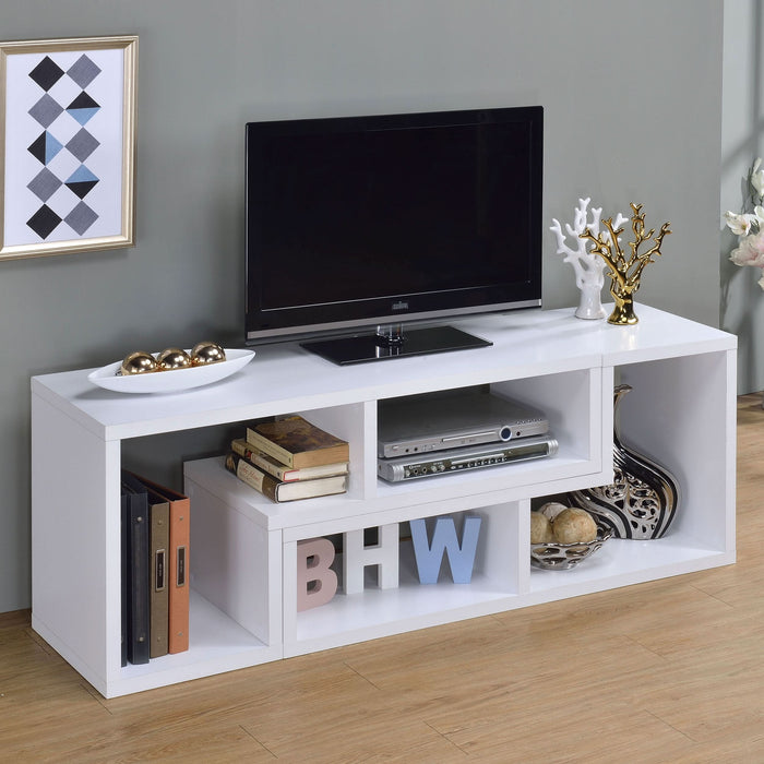 Velma Multipurpose TV Stand and Bookshelf White - Walo Furniture 