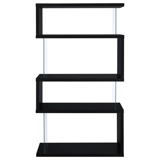 Emelle 63-inch 4-shelf Glass Panel Bookshelf Black - Walo Furniture 