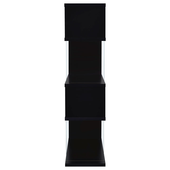 Emelle 63-inch 4-shelf Glass Panel Bookshelf Black - Walo Furniture 