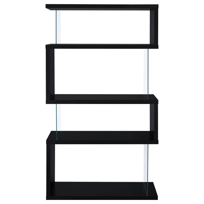 Emelle 63-inch 4-shelf Glass Panel Bookshelf Black - Walo Furniture 