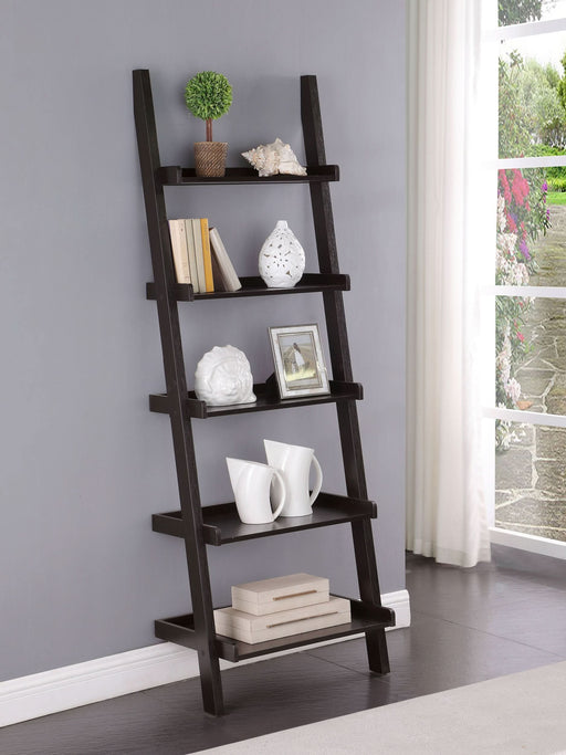 Colella 72-inch 5-shelf Ladder Bookshelf Cappuccino - Walo Furniture 