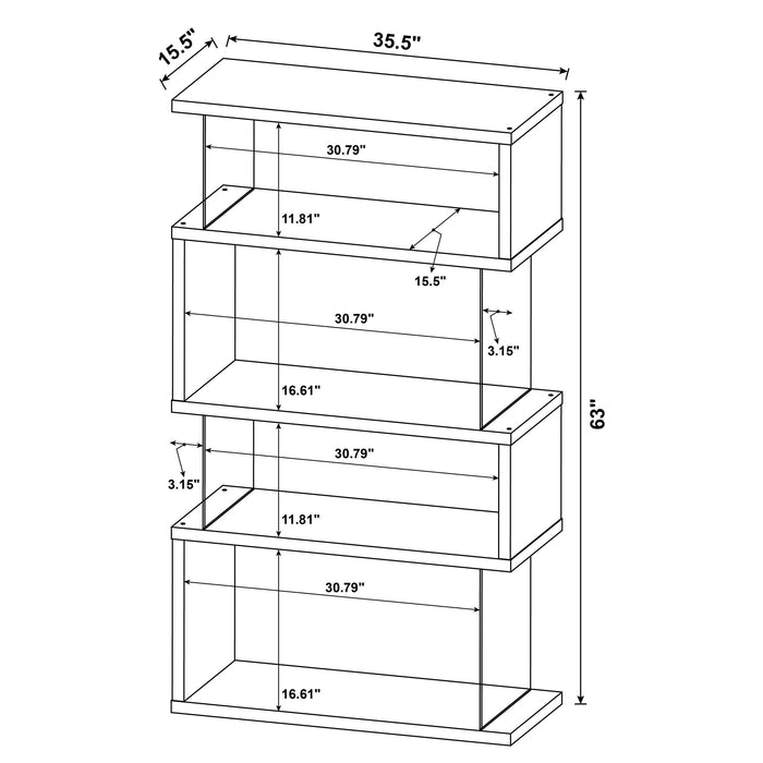 Emelle 63-inch 4-shelf Glass Panel Bookshelf Black - Walo Furniture 