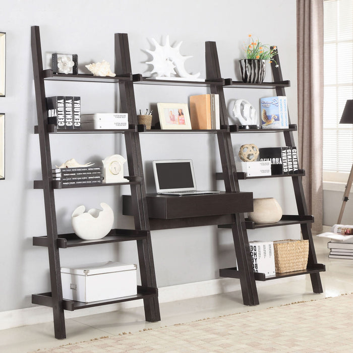 Colella 72-inch 5-shelf Ladder Bookshelf Cappuccino - Walo Furniture 