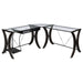 Monterey 67-inch Glass Top L-Shape Computer Desk Cappuccino - Walo Furniture 