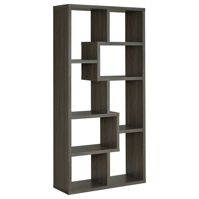 Theo 71-inch 7-shelf Bookshelf Weathered Grey - Walo Furniture 