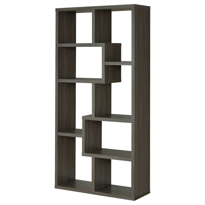 Theo 71-inch 7-shelf Bookshelf Weathered Grey - Walo Furniture 