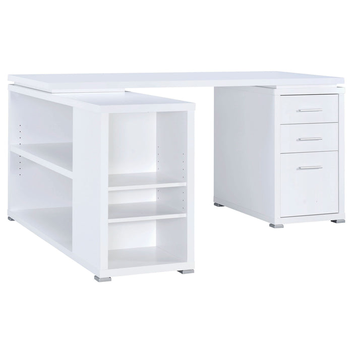 Yvette 60-inch 3-drawer L-Shape Computer Desk White - Walo Furniture 