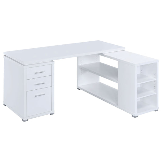 Yvette 60-inch 3-drawer L-Shape Computer Desk White - Walo Furniture 