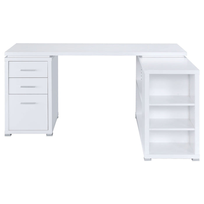 Yvette 60-inch 3-drawer L-Shape Computer Desk White - Walo Furniture 