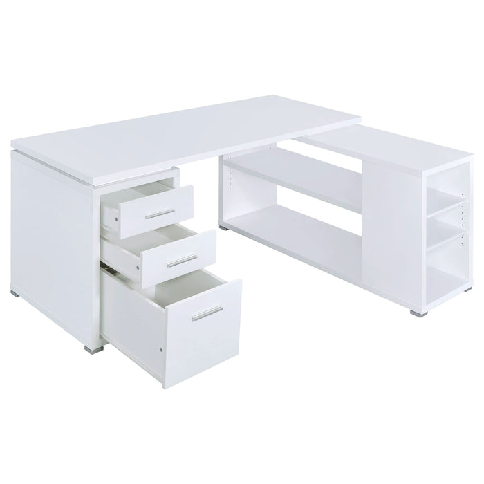 Yvette 60-inch 3-drawer L-Shape Computer Desk White - Walo Furniture 