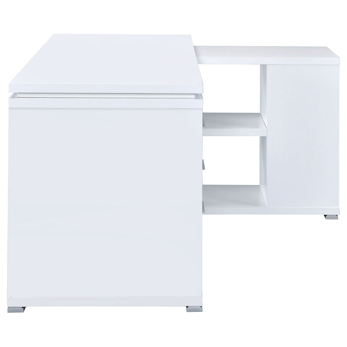 Yvette 60-inch 3-drawer L-Shape Computer Desk White - Walo Furniture 