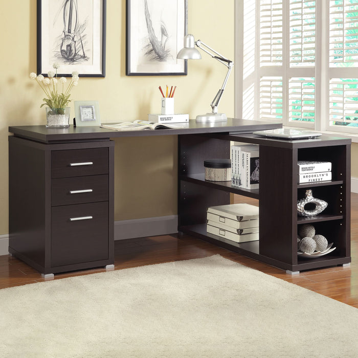 Yvette 60-inch 3-drawer L-Shape Computer Desk Cappuccino - Walo Furniture 