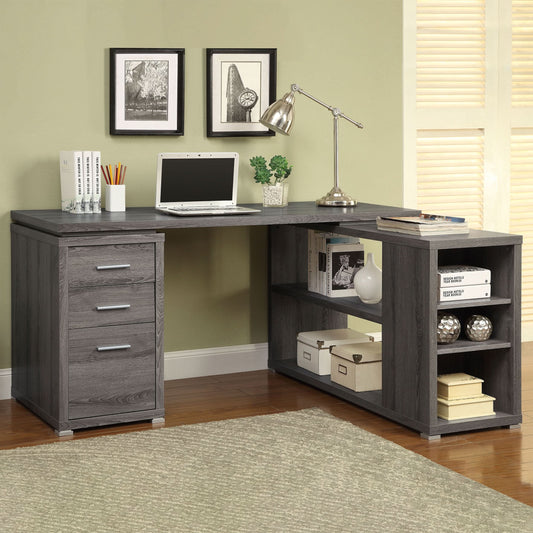 Yvette 60-inch 3-drawer L-Shape Computer Desk Weathered Grey - Walo Furniture 