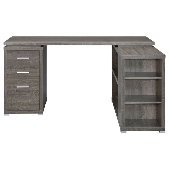 Yvette 60-inch 3-drawer L-Shape Computer Desk Weathered Grey - Walo Furniture 