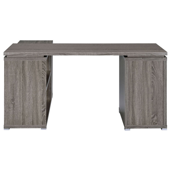 Yvette 60-inch 3-drawer L-Shape Computer Desk Weathered Grey - Walo Furniture 