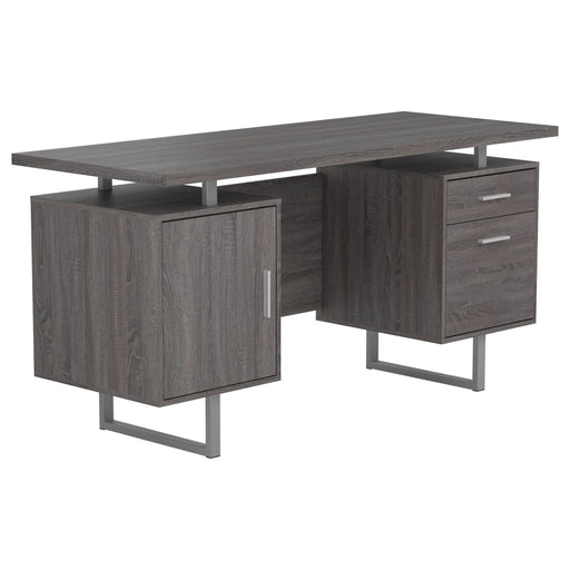 Lawtey 60-inch 2-drawer Office Computer Desk Weathered Grey - Walo Furniture 