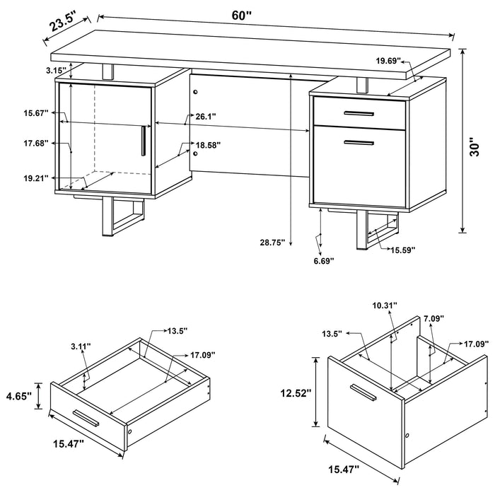 Lawtey 60-inch 2-drawer Office Computer Desk Weathered Grey - Walo Furniture 