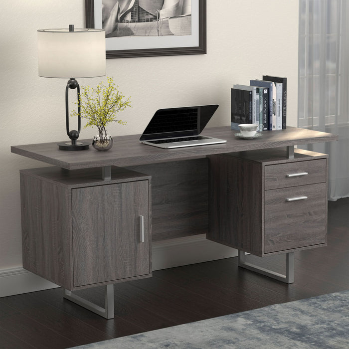 Lawtey 60-inch 2-drawer Office Computer Desk Weathered Grey - Walo Furniture 