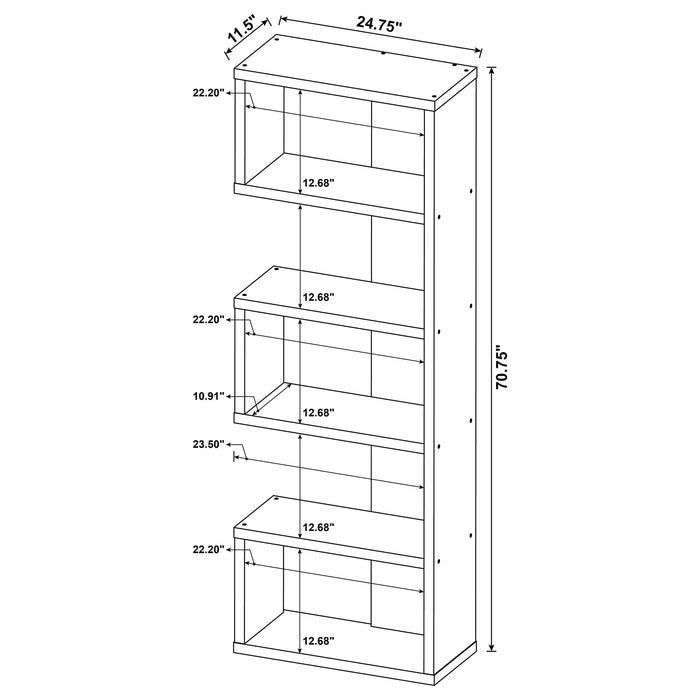 Joey 71-inch 5-shelf Bookshelf Weathered Grey - Walo Furniture 