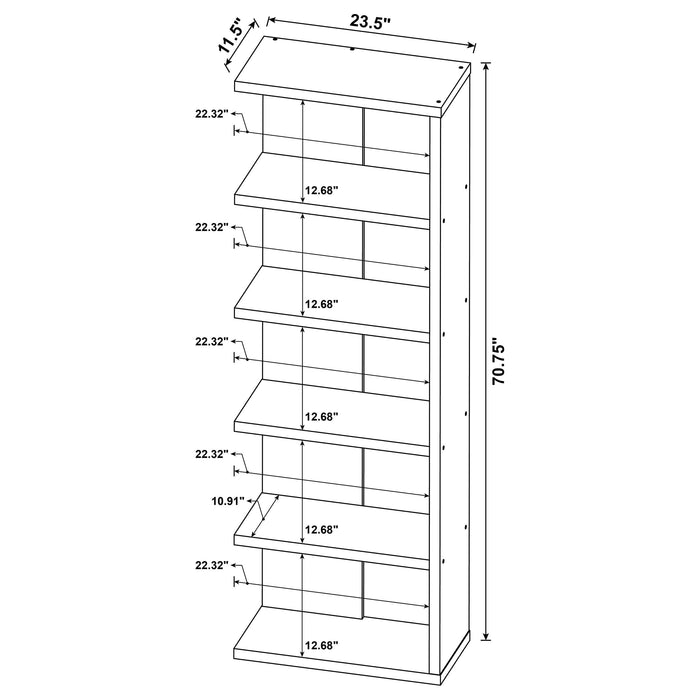 Harrison 71-inch 5-shelf Bookshelf Weathered Grey - Walo Furniture 