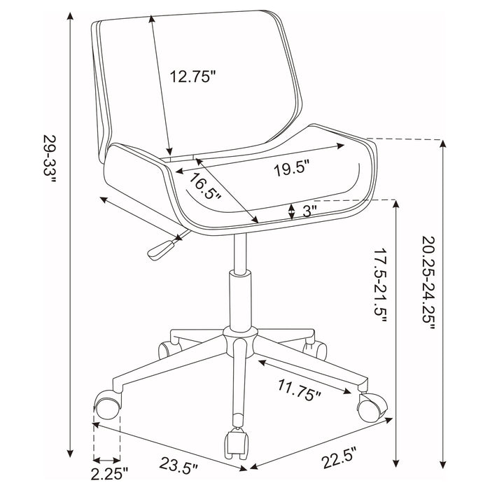 Addington Upholstered Adjustable Office Desk Chair Black - Walo Furniture 